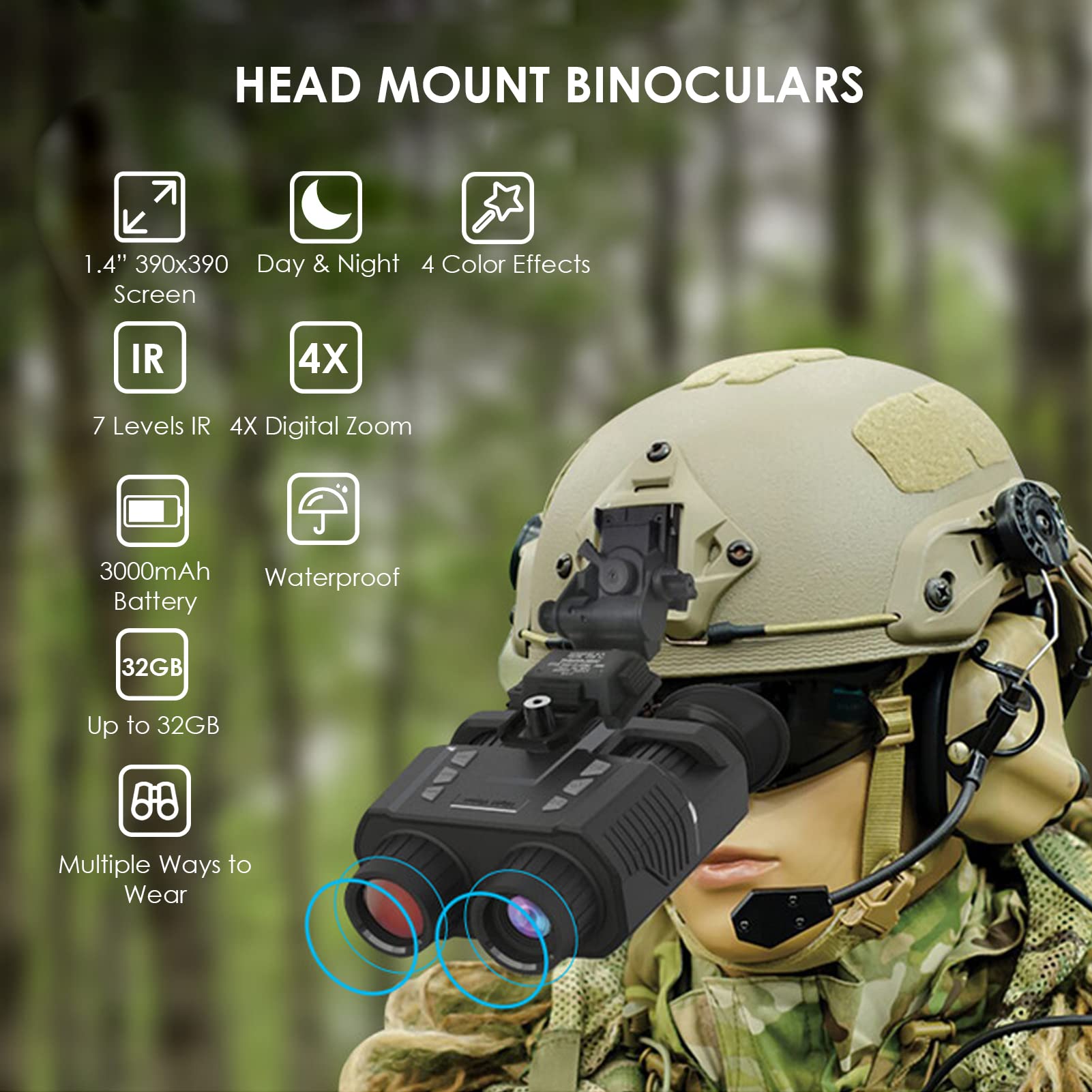 Tactical night vision can be attached to a helmet and is very versatile