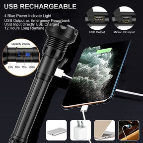 Rechargeable Tactical Waterproof Laser Flashlight