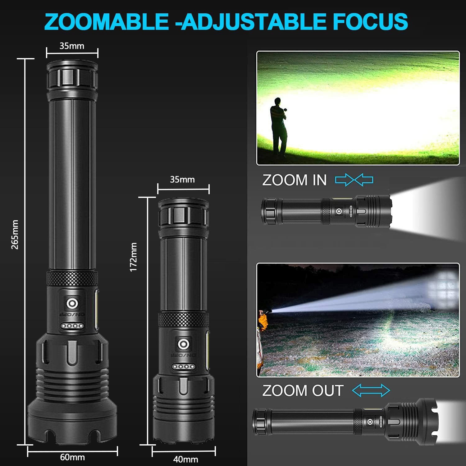 Rechargeable Tactical Waterproof Laser Flashlight